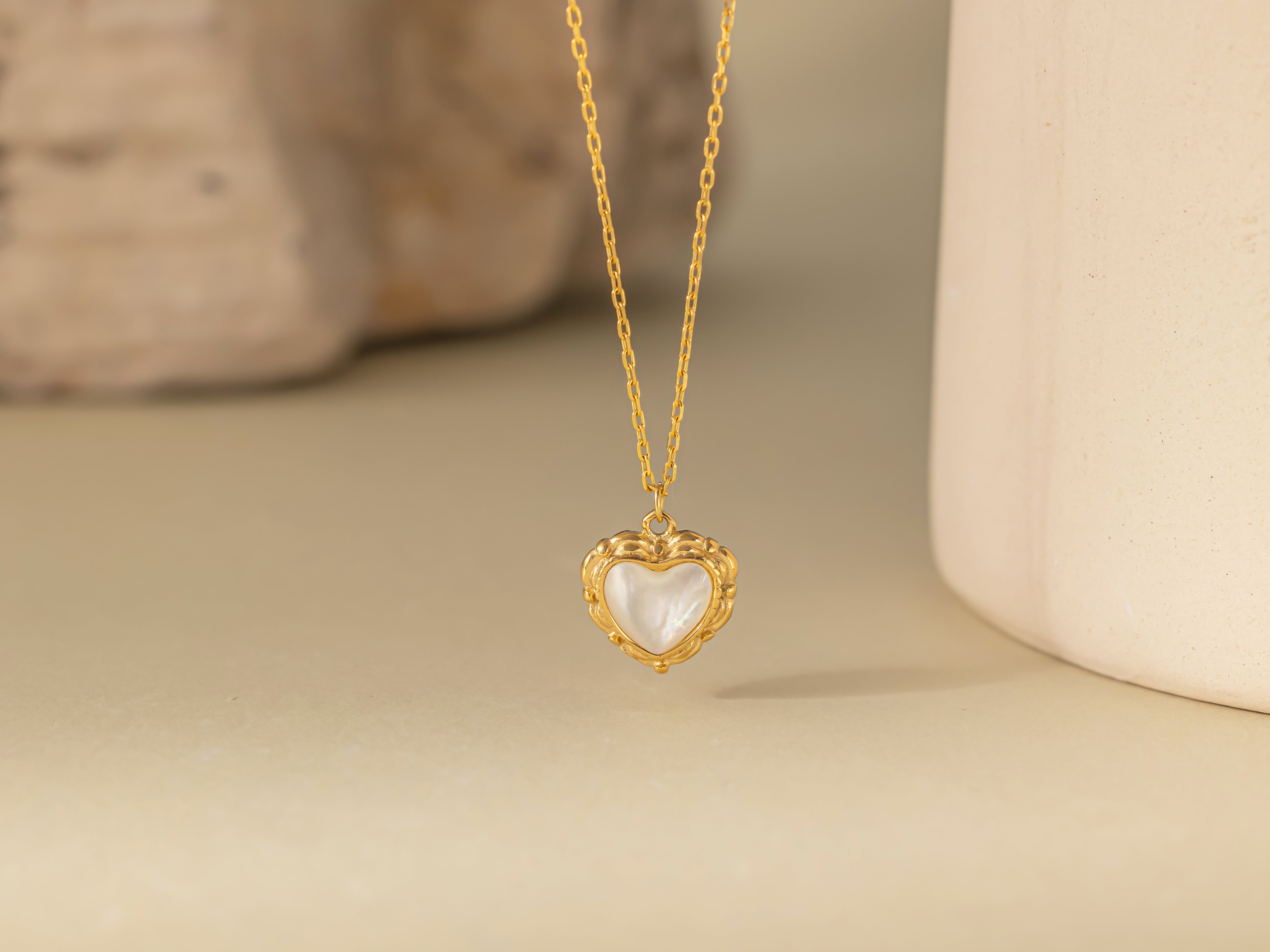 Natural Mother of Pearl Heart Necklace