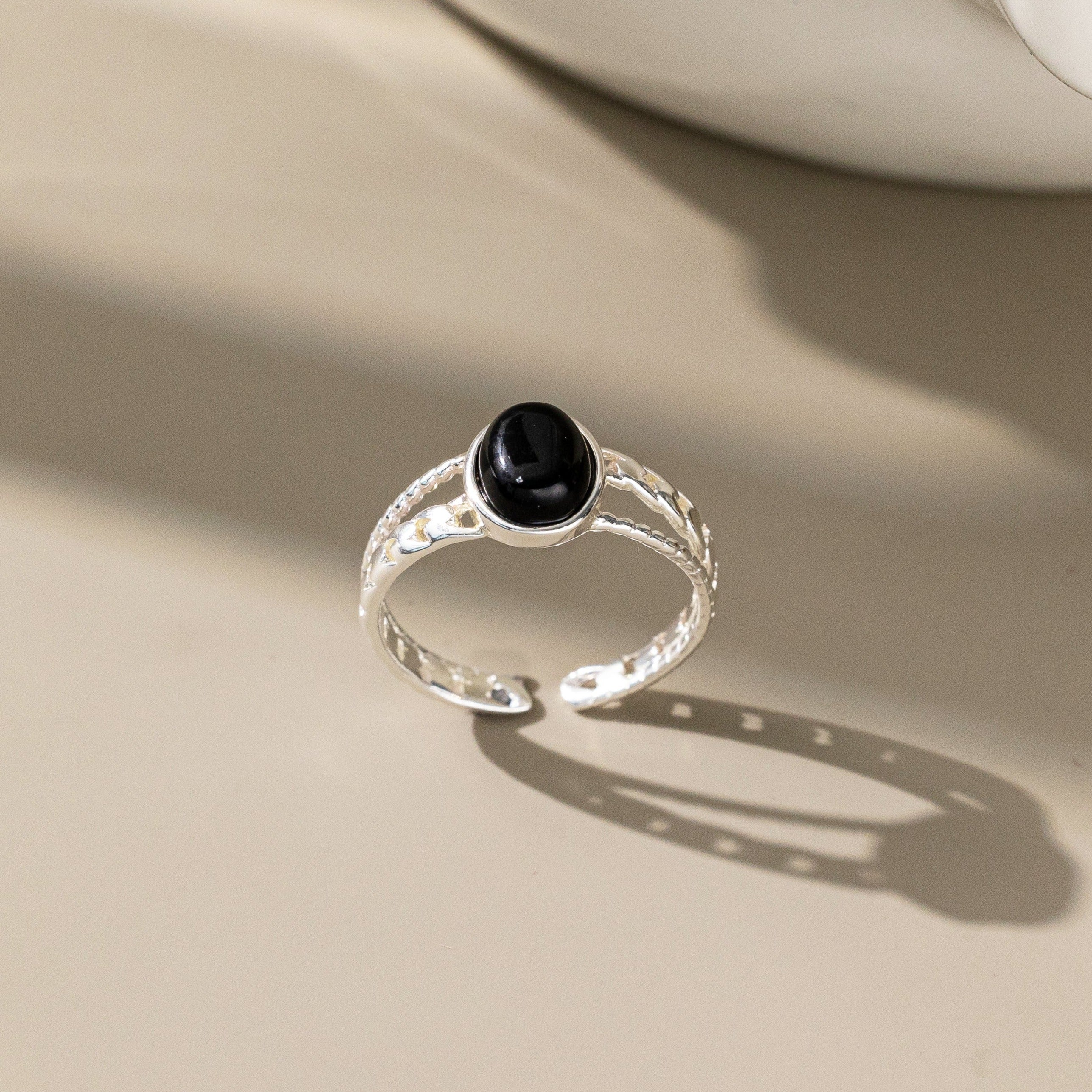 Black Agate Ring (S925)