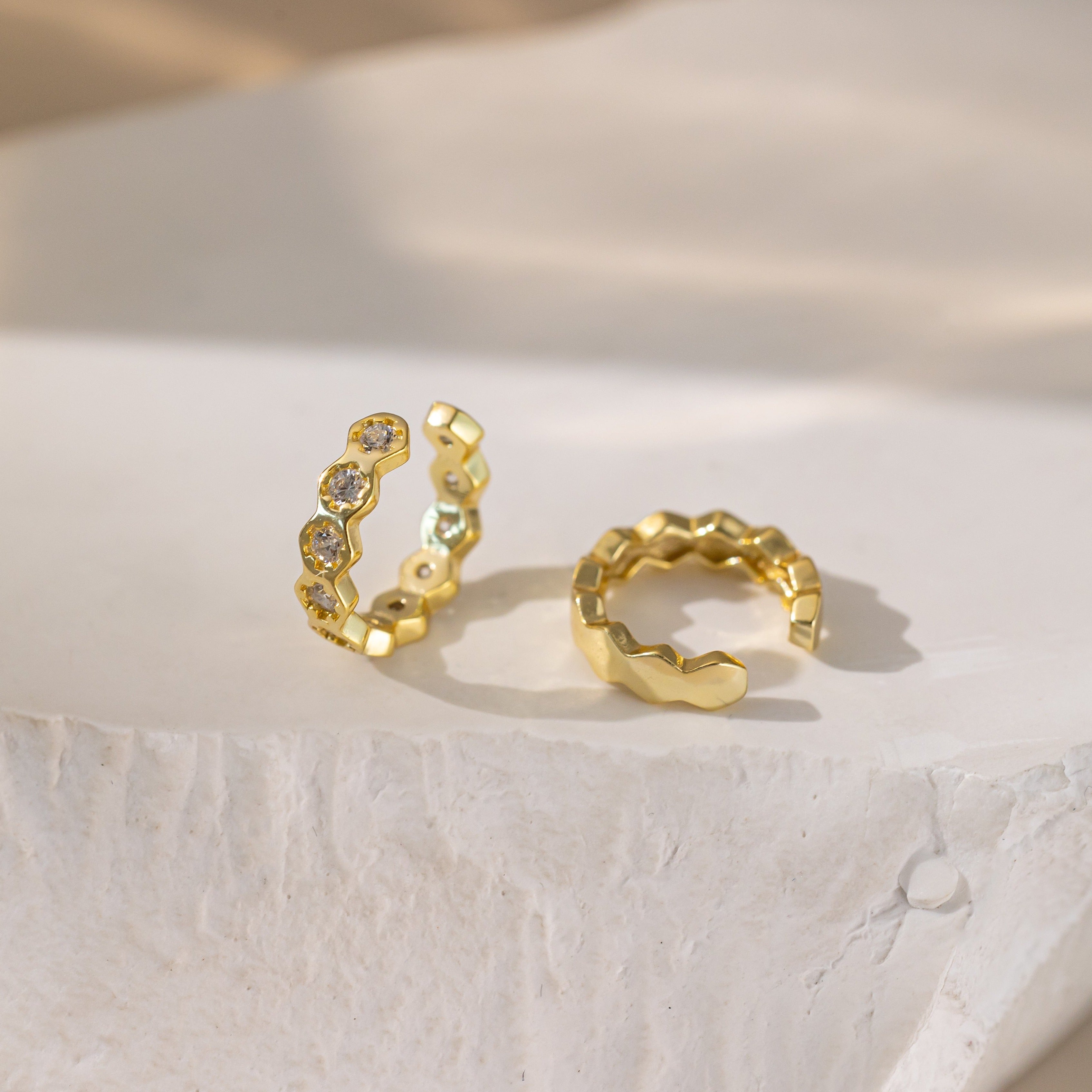 Geometric Hexagon Ear Cuff Earrings (S925)