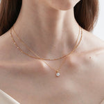 STMG Sparkling Diamond Necklace in gold on neck 