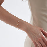 Beaded Pearl Minimalist Bracelet on hand