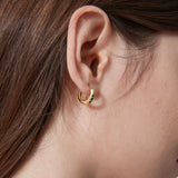 STMG Green Emerald Hoop Earrings in gold on ear