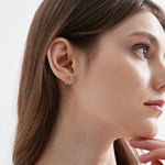 Cute Cat Stud Earrings on ear