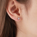 4-Leaf Clover Stud Earrings  in gold on ear