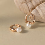 STMG Minimalist Pearl Hoops in champagne gold