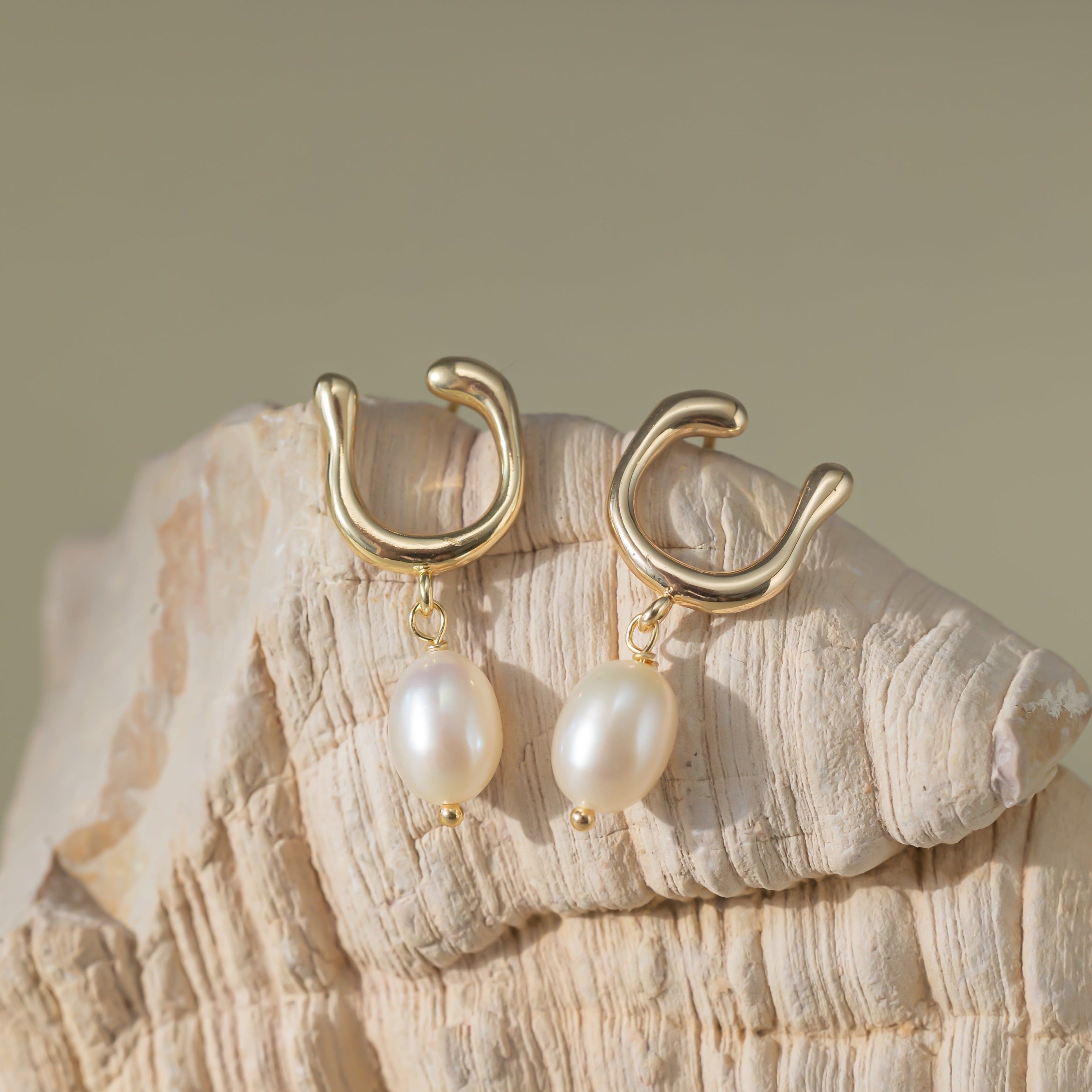 STMG Natural Pearl U Shape Dangle Earrings