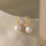 STMG Freshwater Pearl Hook Earrings in gold