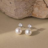 STMG Natural Pearl Stud Earrings in silver