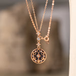 Blue Sandstone Moon Phase Necklace in rose gold