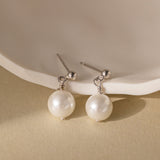 STMG Pearl Dangle Earrings in silver