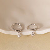 STMG Pearl Dangle Hoops in silver