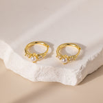 STMG Pearl Crystal Hoops in gold