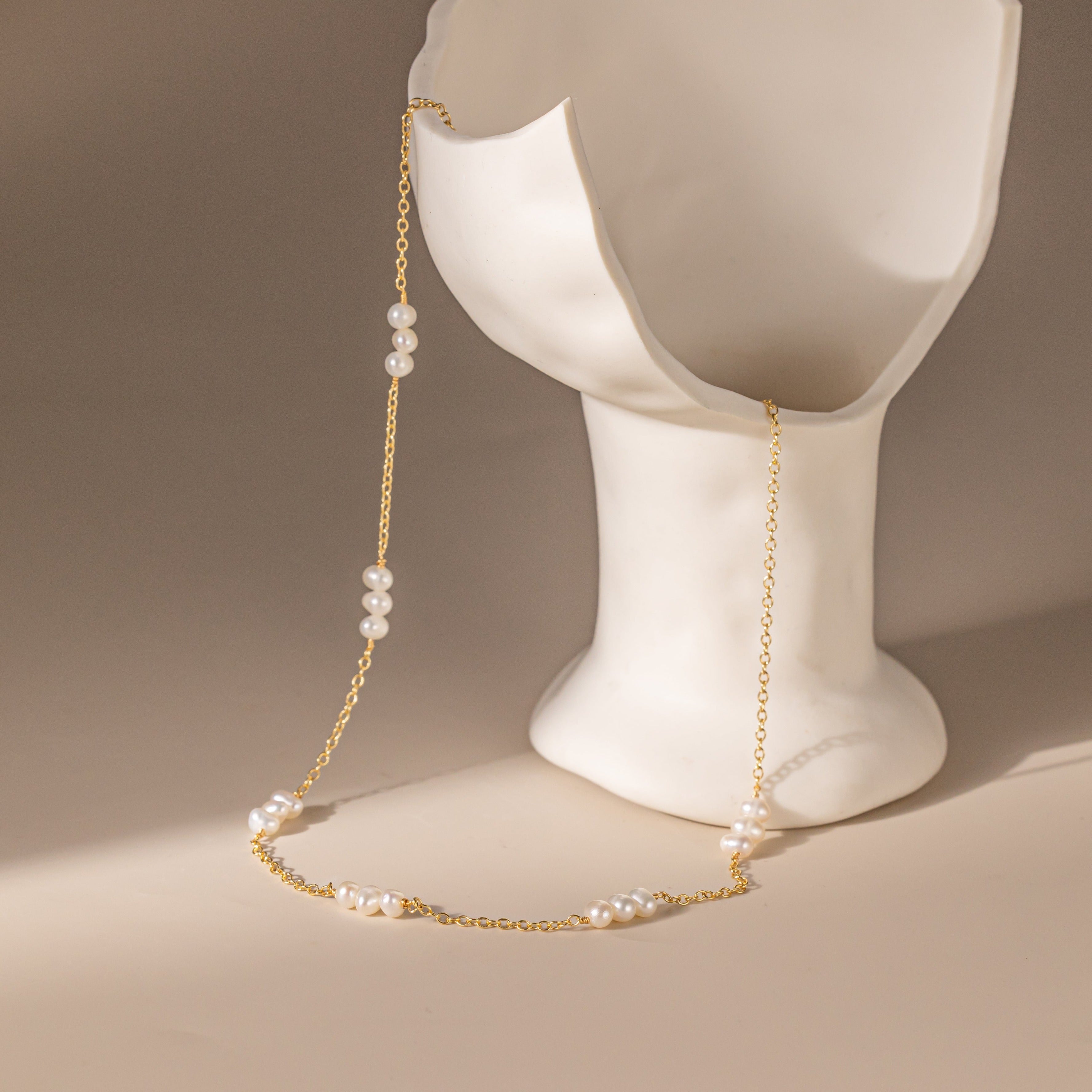 STMG Natural Bead Pearls Choker Necklace