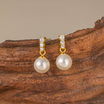 STMG Pearl Dangle Earrings in gold