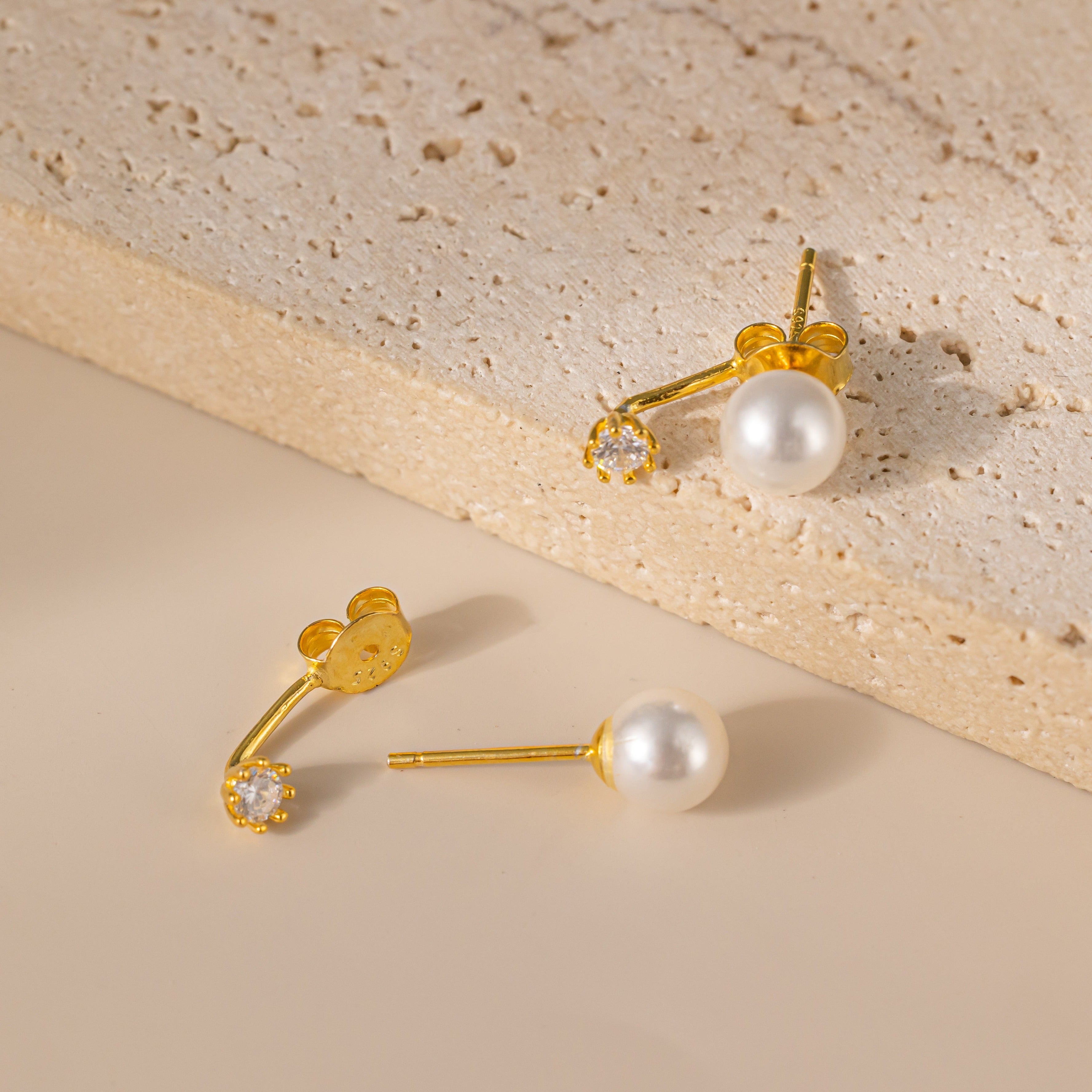 STMG Pearl with Diamond Stud Earrings