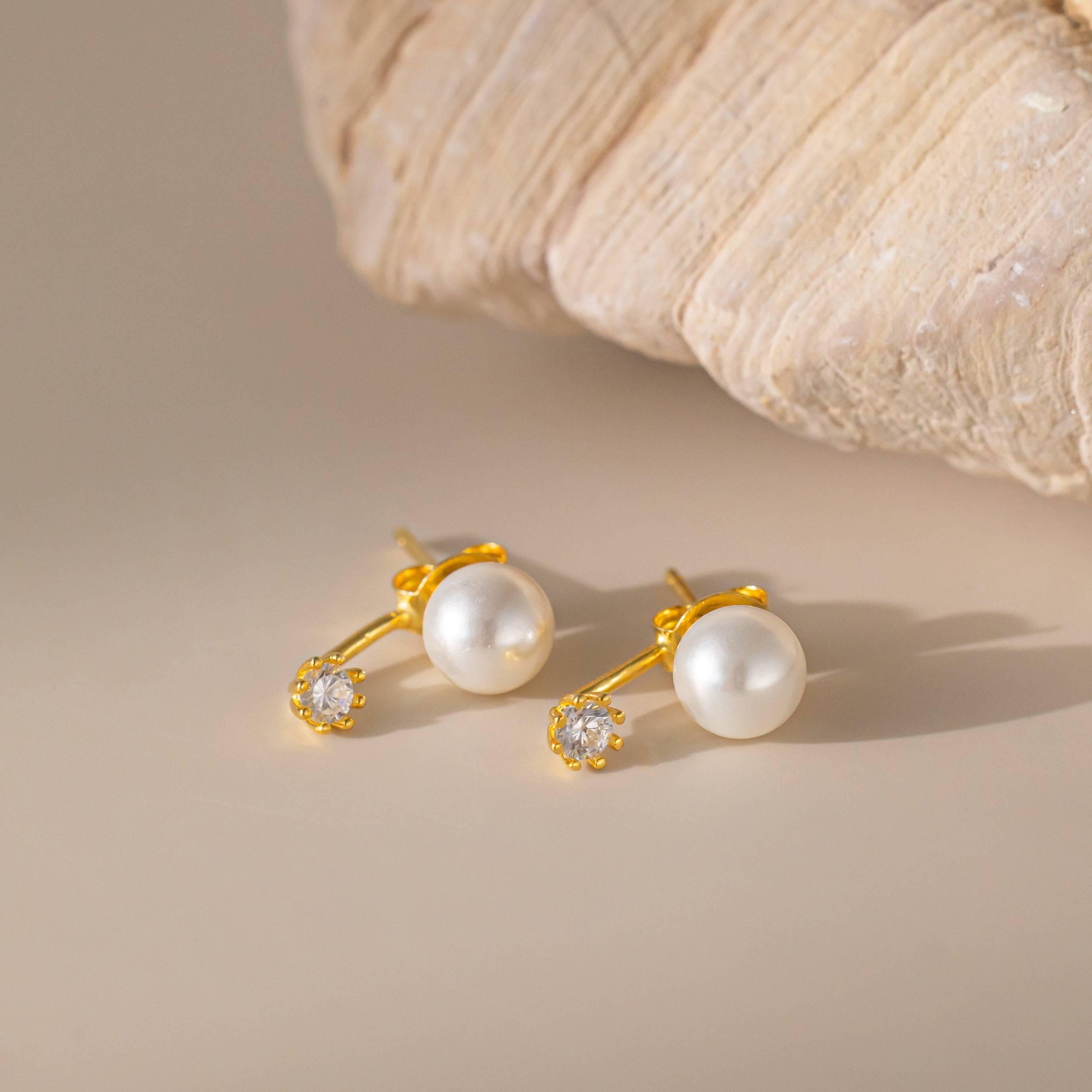 STMG Pearl with Diamond Stud Earrings