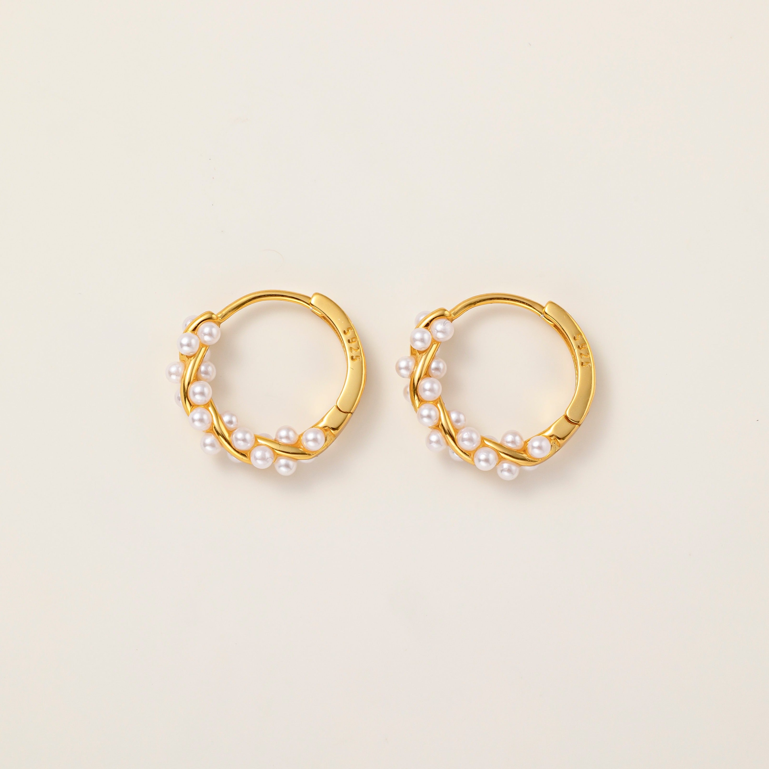 STMG Pearl Wreath Hoops in gold