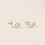 STMG Pearl Stud Earrings in gold