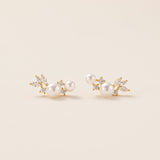 STMG Pearl Stud Earrings in gold