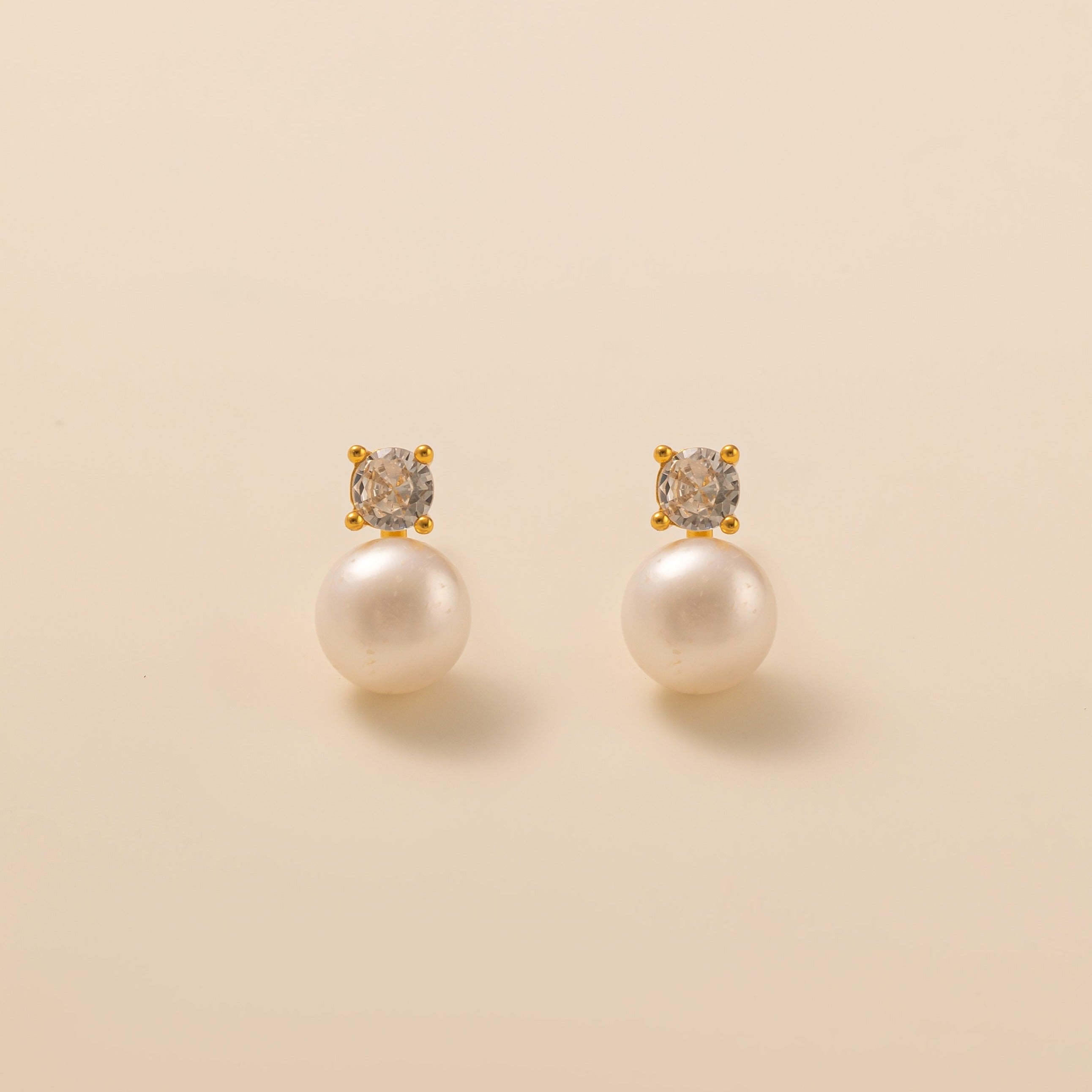 STMG Natural Pearl Stud Earrings in gold