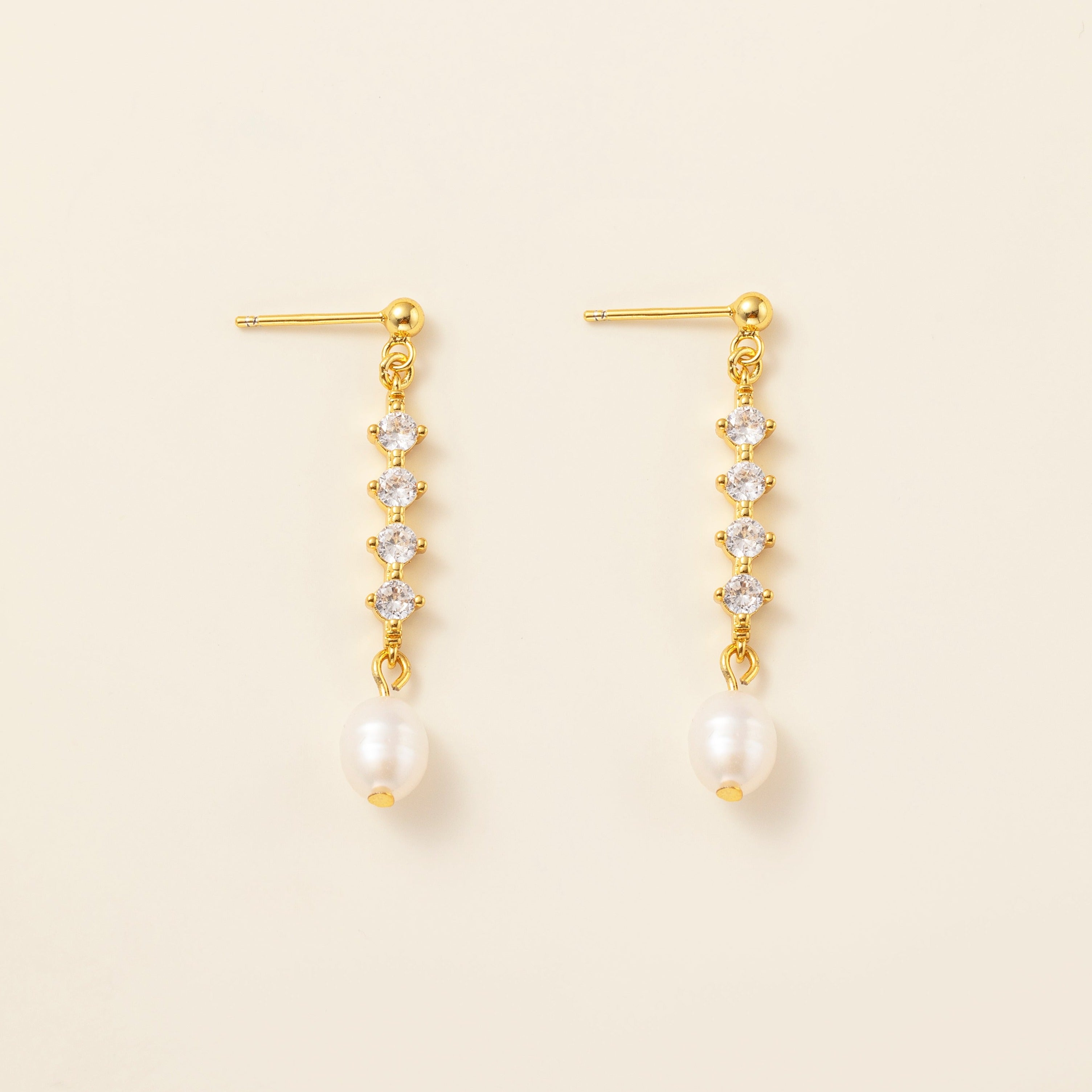 STMG Freshwater Pearl Drop Earrings in gold