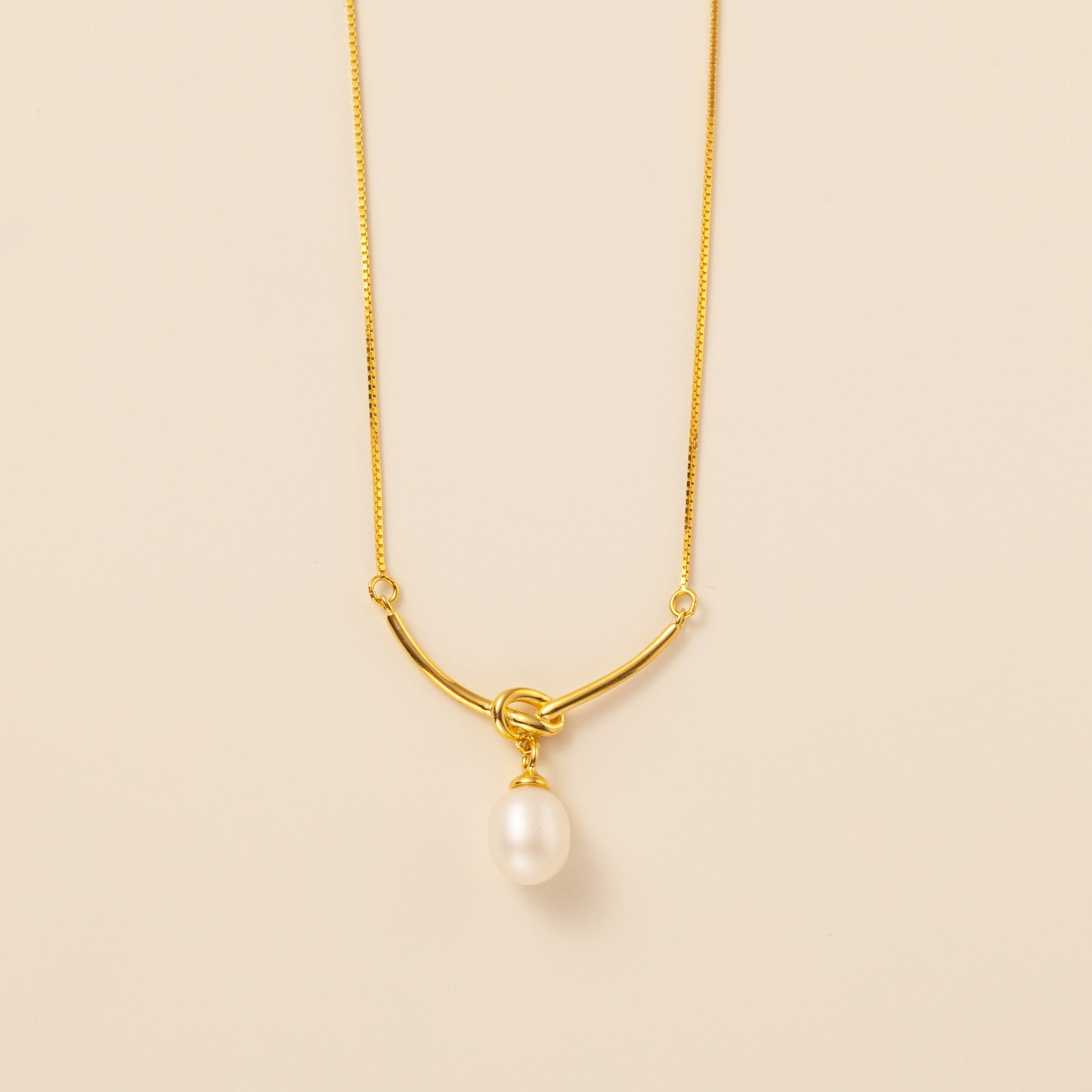 STMG Natural Pearl Knot Necklace in gold