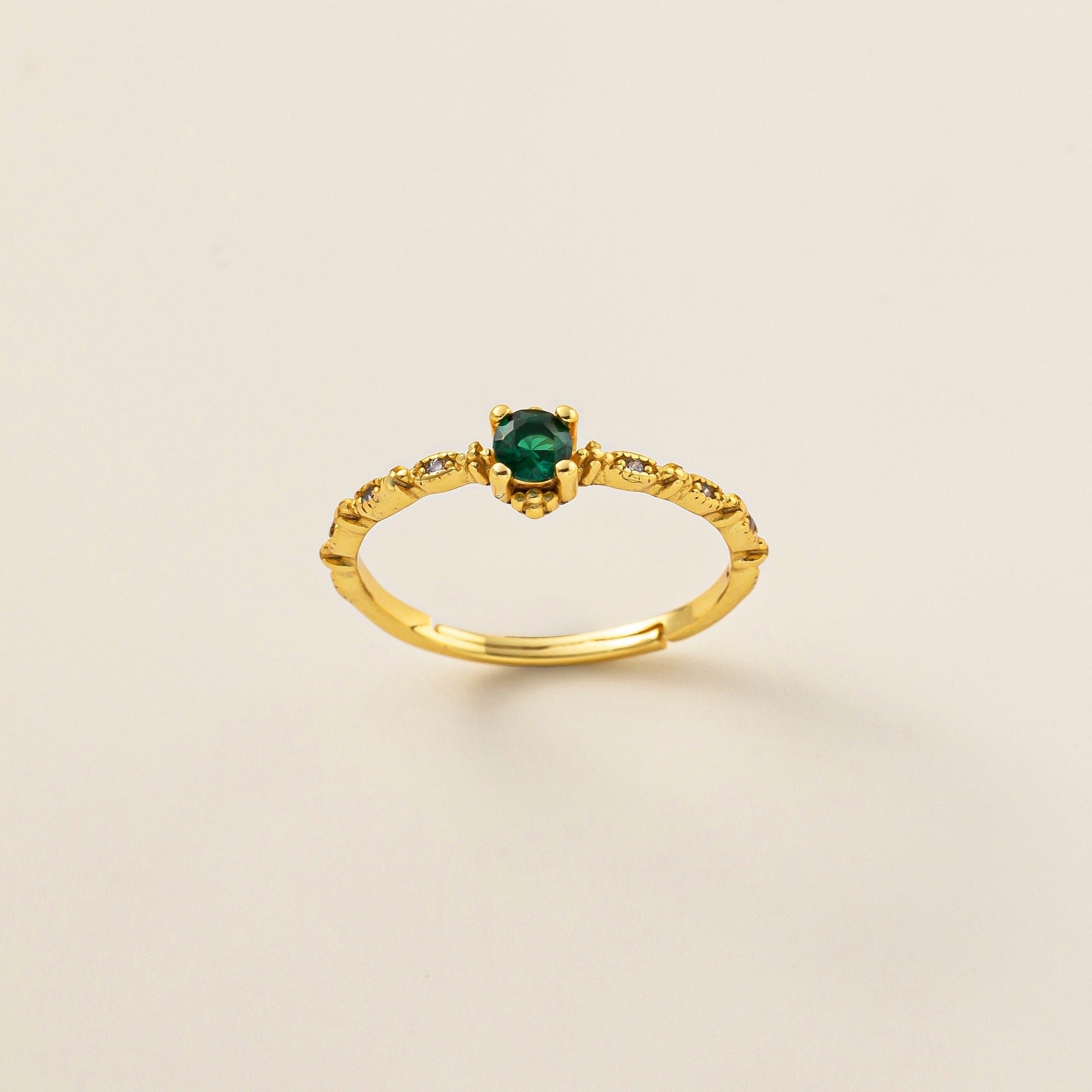 STMG Green Emerald Promise Ring on finger