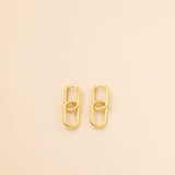 STMG Rectangular Dangle Hoops in gold