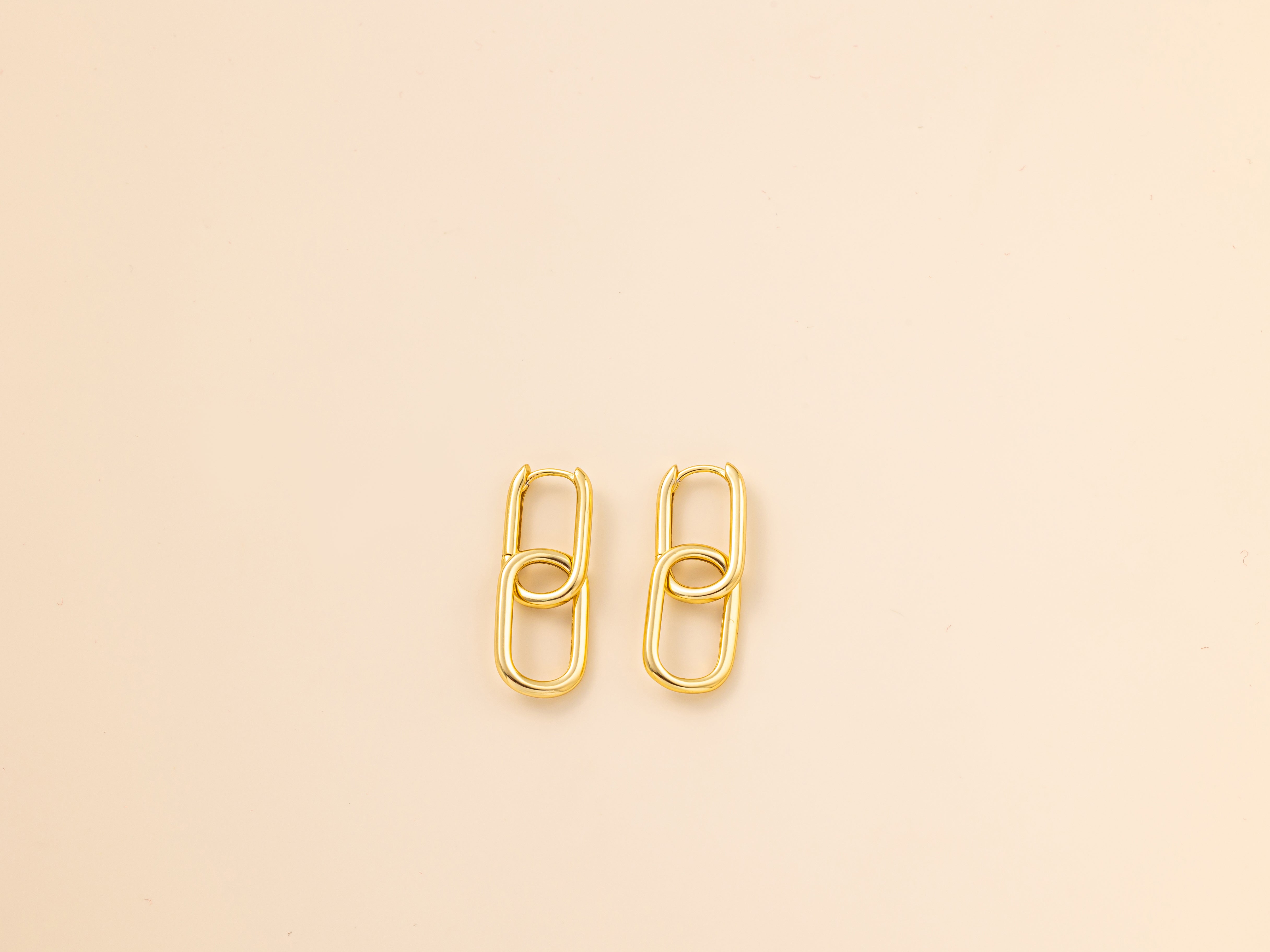 STMG Rectangular Dangle Hoops in gold