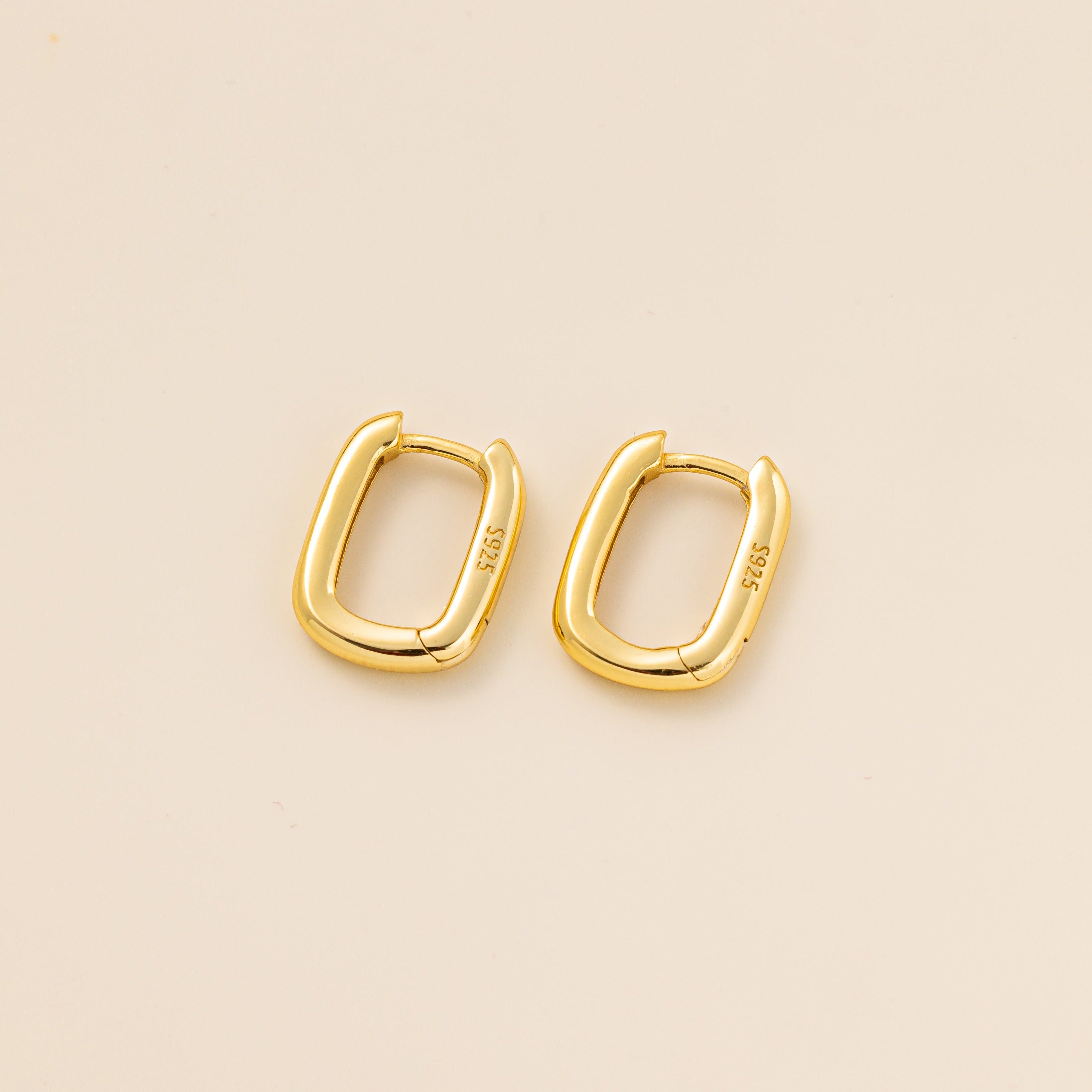 STMG Oval Rectangular Hoops in gold