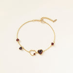 STMG Natural Garnet Heart Bracelet 