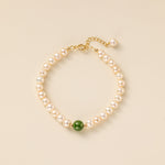 STMG Natural Pearl with Jade Bracelet