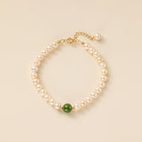 STMG Natural Pearl with Jade Bracelet