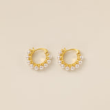 STMG Minimalist Pearl Hoops in gold