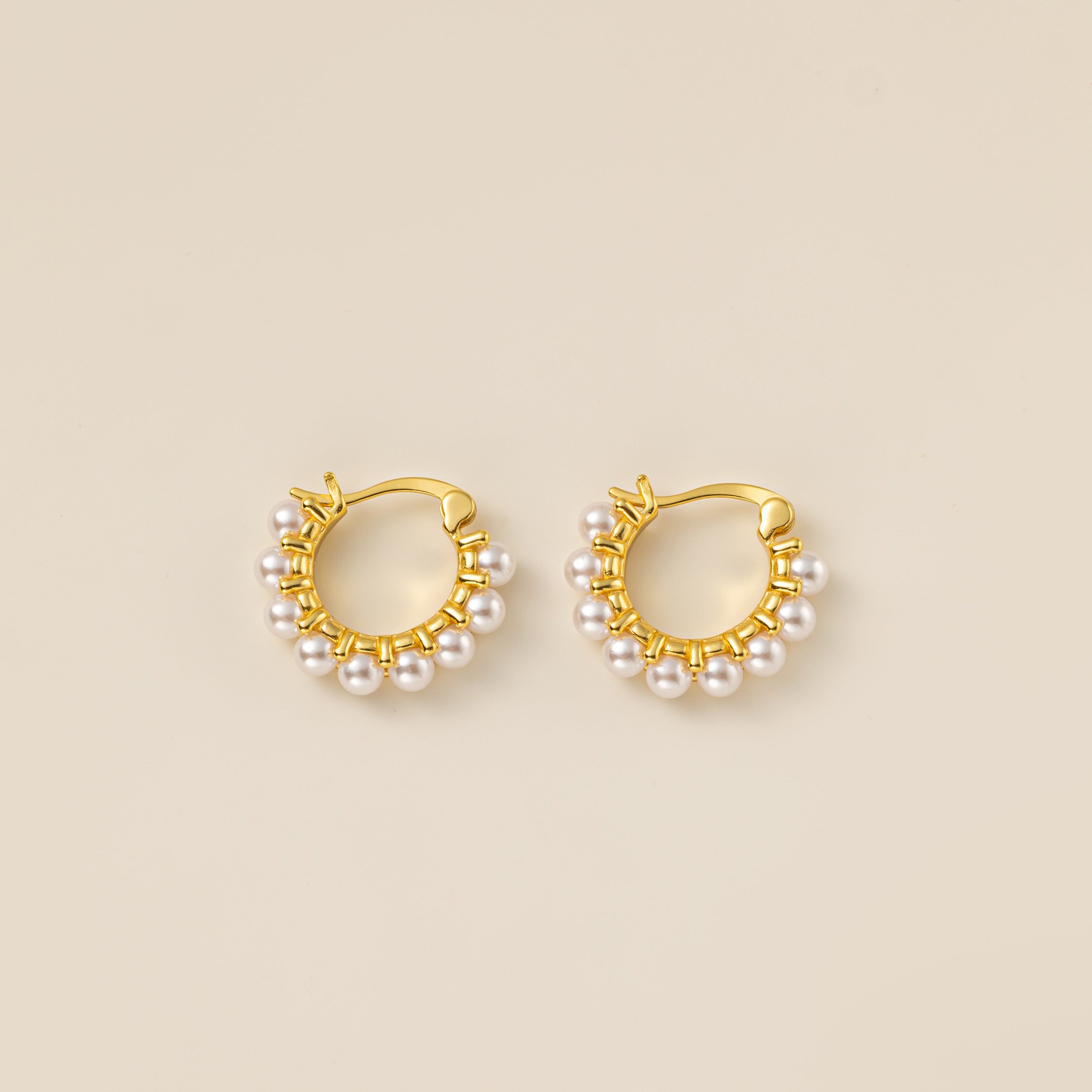 STMG Minimalist Pearl Hoops in gold