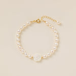 STMG Natural Pearl with Mother of Pearl Rose Bracelet