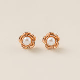 STMG Pearl on Rose Stud Earrings