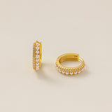 STMG Pearl Crystal Hoops in gold