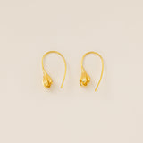 Flower Bud Hook Earrings in gold