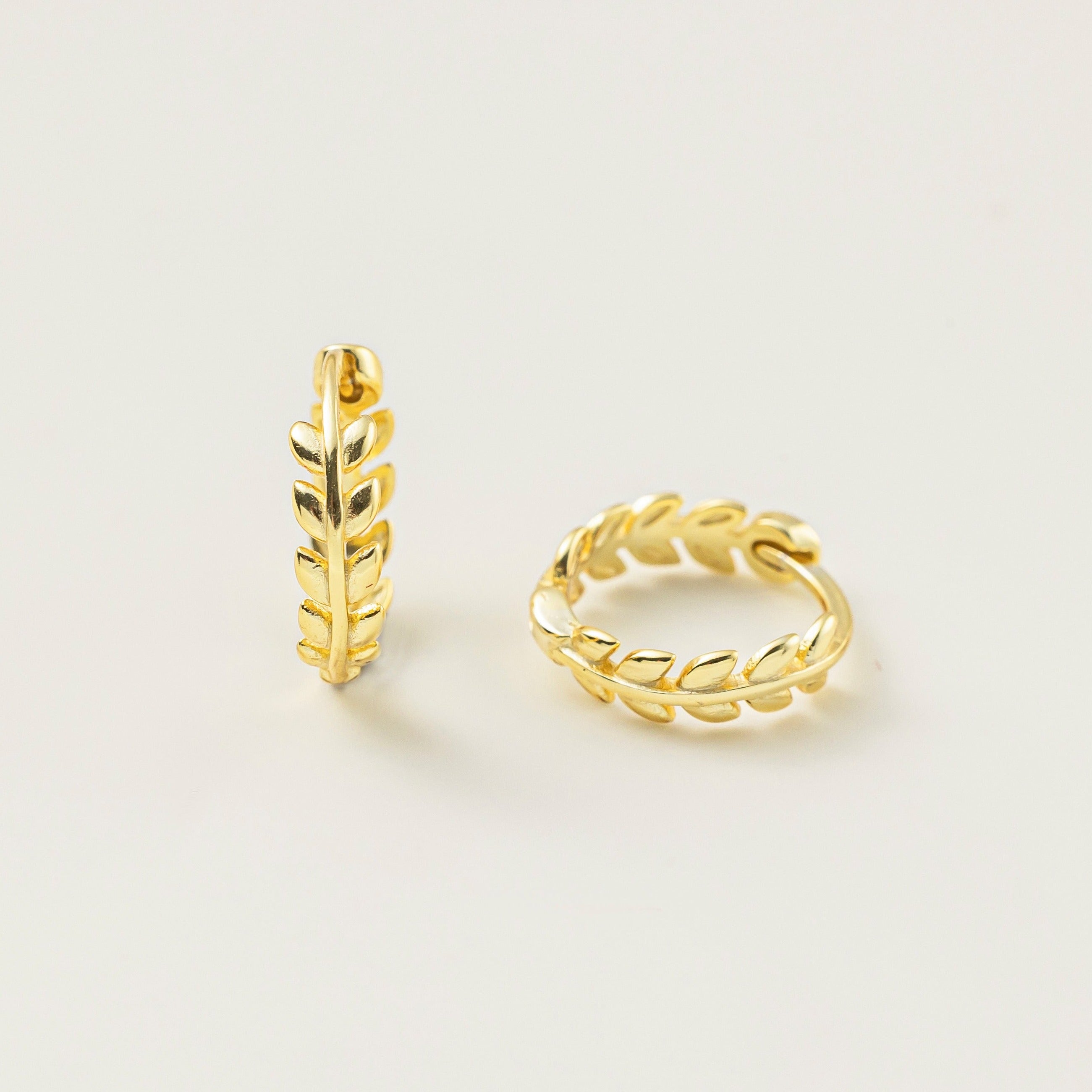 STMG Olive Leaf Hoops in gold