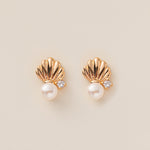 STMG Natural Pearl on Shell Stud Earrings