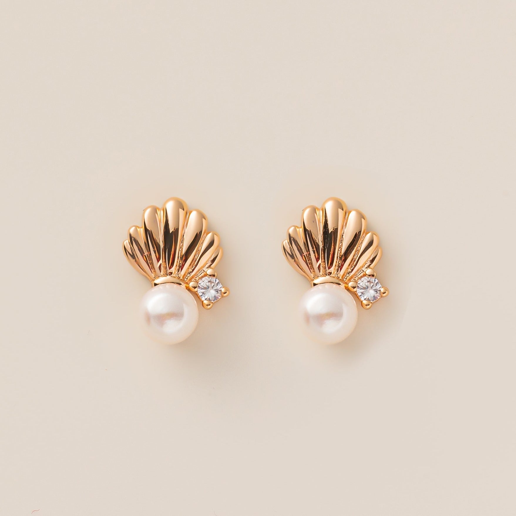 STMG Natural Pearl on Shell Stud Earrings