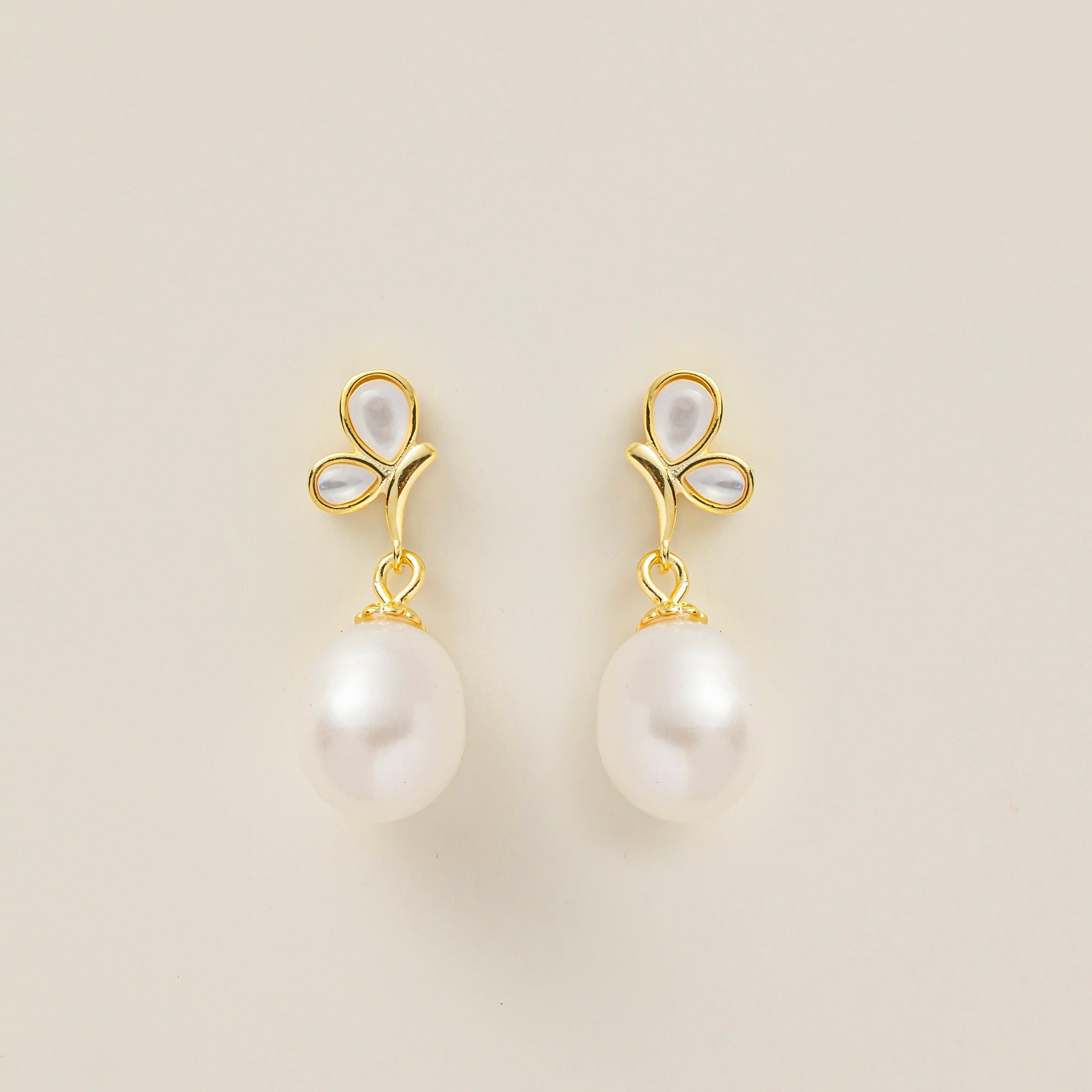 Butterfly Pearl Dangle Earrings