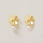 STMG Natural Pearl Daisy Stud Earrings