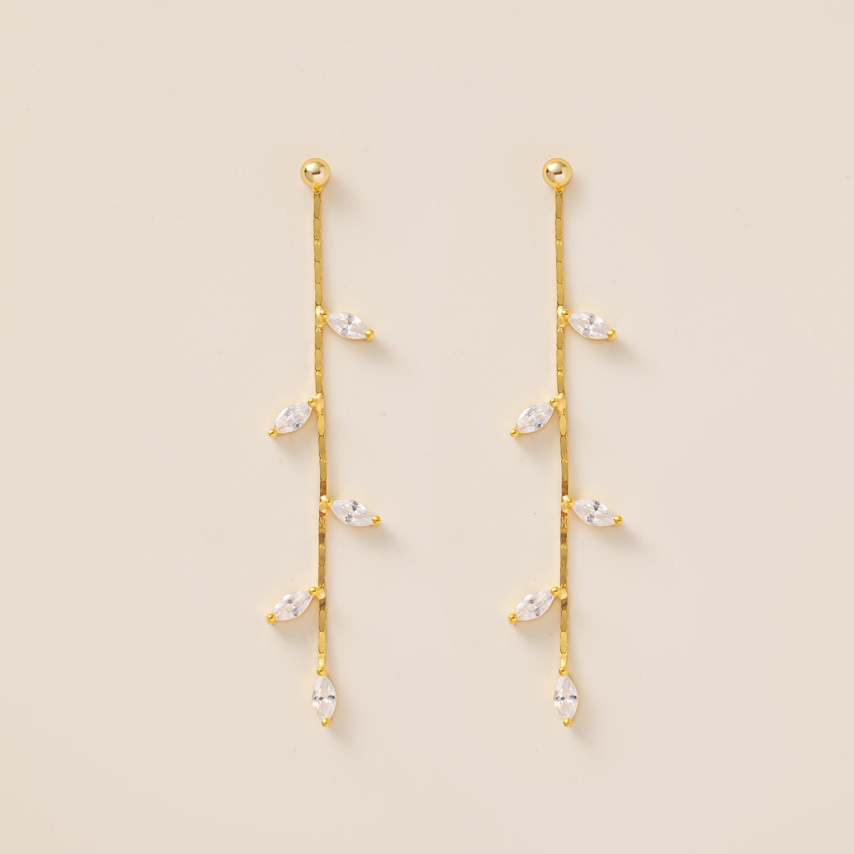 STMG Leaf Dangle Earrings in gold