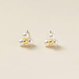 Boucles d'oreilles à tige triples petites perles (S925)