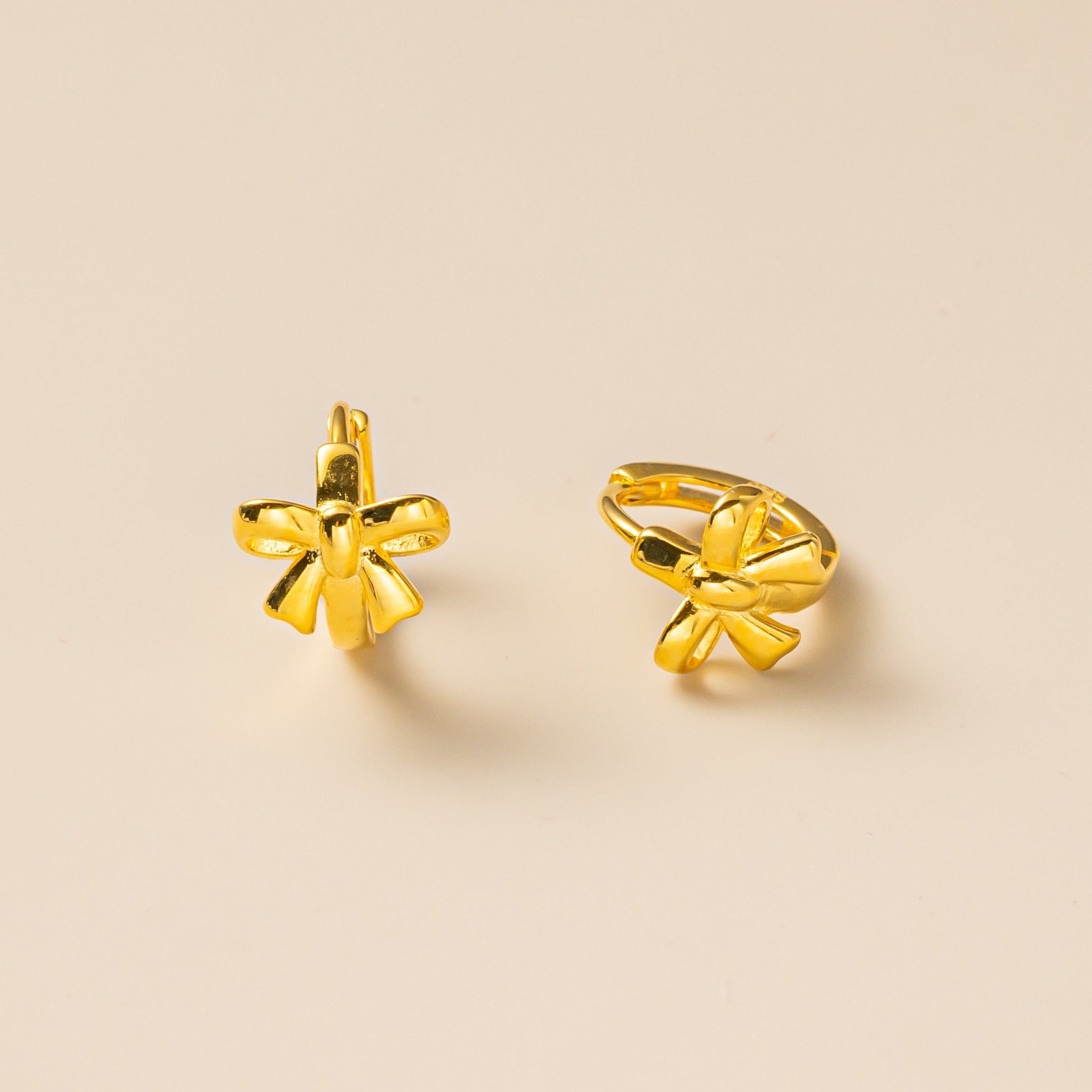 STMG Minimalist Bowknot Hoops in gold