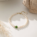 STMG Natural Pearl with Jade Bracelet