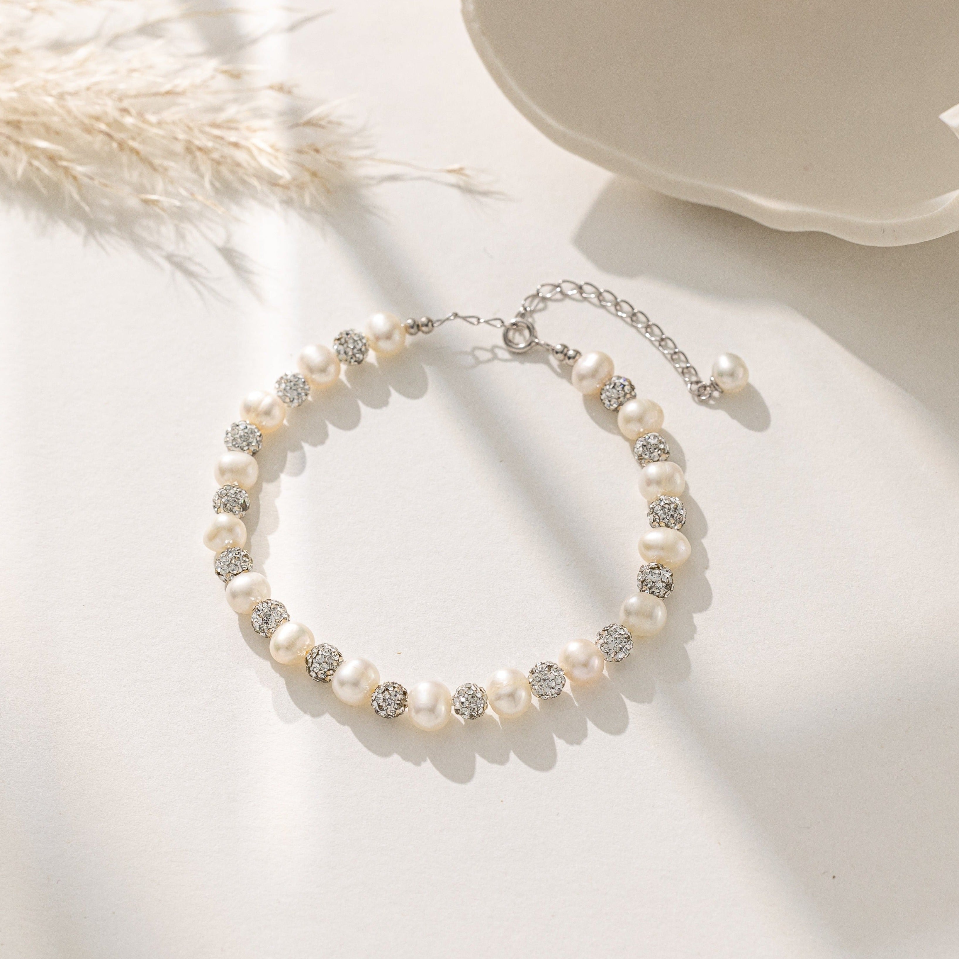 STMG Natural Pearl with Sparkly Beads Bracelet