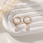 STMG Natural Pearl Dangle Hoops in rose gold